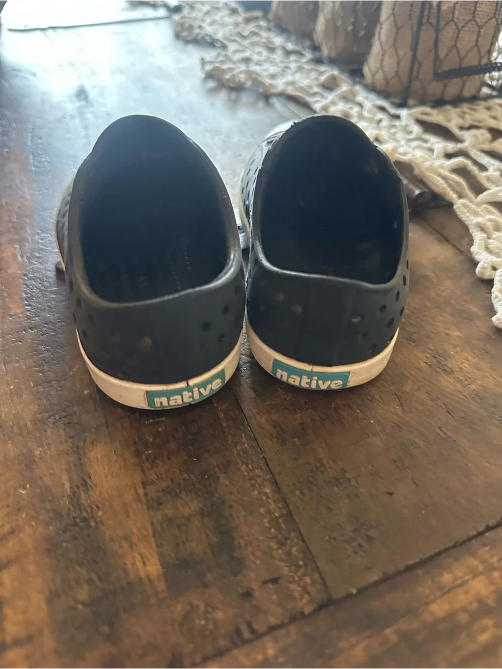 Native Kids Black Slip-On with Cream Toe